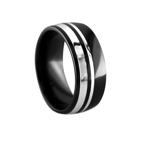 Wellington Ring // Black Titanium & Sterling Silver (Size 9)