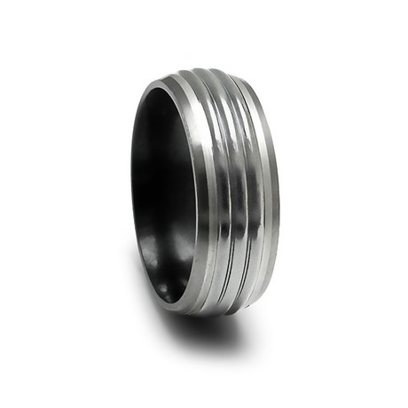 Trio Ring // Grey Titanium & Sterling Silver (Size 9)