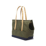 Canvas Pet Tote // Olive & Navy (Large)