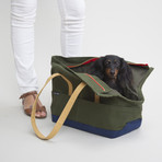 Canvas Pet Tote // Olive & Navy (Large)