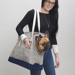 Canvas Pet Tote // Grey & Navy (Large)