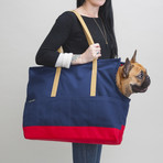 Canvas Pet Tote // Navy & Red (Large)
