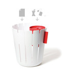 Basket-Bin Set (White Basket + Red Bin)