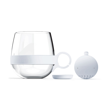 Tea Ball Glass Mug Set // Marshmallow White