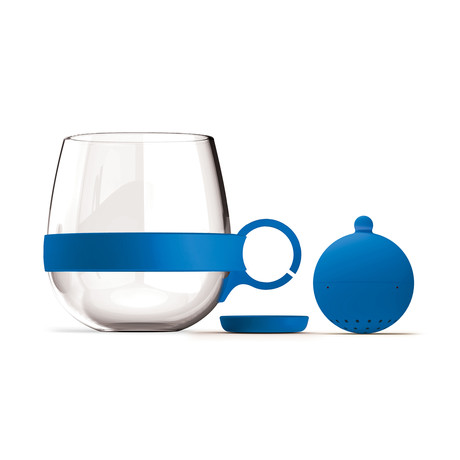 Tea Ball Glass Mug Set // Blue Velvet