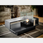 Level Compact Coffee Table With Fireburner (Black Textured)