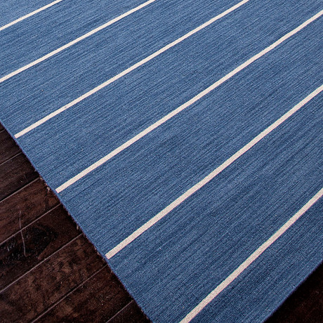 Flat-Weave Wool Cape Cod Rug // Blue (5' x 8')