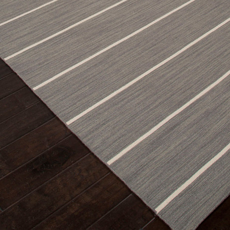 Flat-Weave Wool Cape Cod Rug // Gray (2.6'L x 8'W)