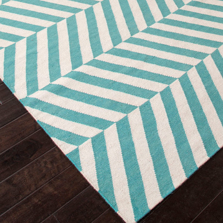 Stripe Pattern Rug // Blue & Ivory (5' x 8')