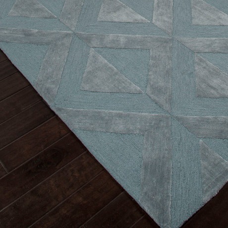 Hand-Tufted Polyester Pyramids Rug // Blue Gray (8' x 5')
