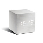 Wooden Cube Click Clock (White + White LED)