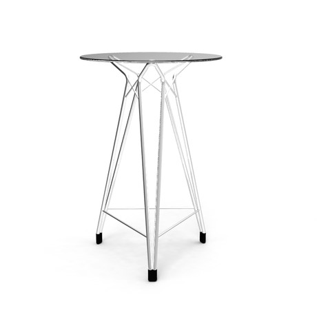 Diamond Bar Table  // Chrome Base + Round Glass Top