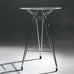 Diamond Bar Table  // Chrome Base + Round Glass Top