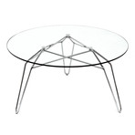 Diamond Coffee Table // Chrome Base + Round Glass Top