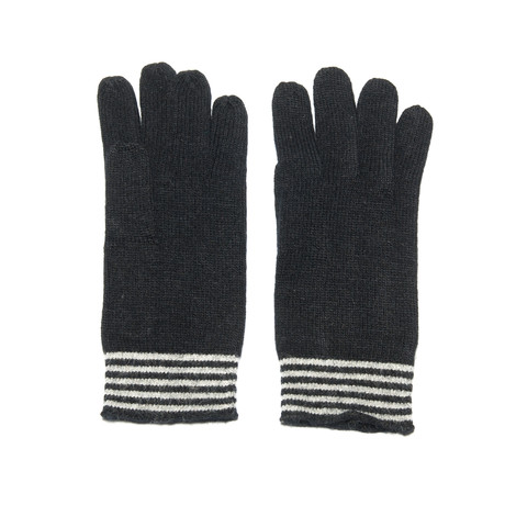 Cashmere Blend Glove // Stripes (Black + Light Heather Grey)