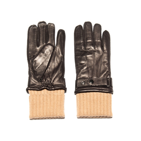 Nappa Glove With Knitted Cuff // Brown (L)