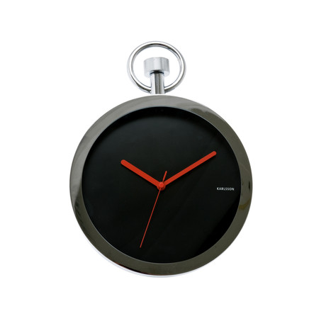 Wall Clock Pocket Watch // Chrome & Black 