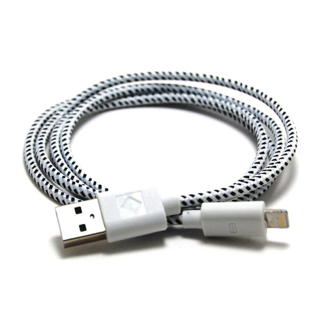 Bungee Cord USB Cable // Aspen White (8-Pin: iPhone 5, iPad 4, iPad Mini)