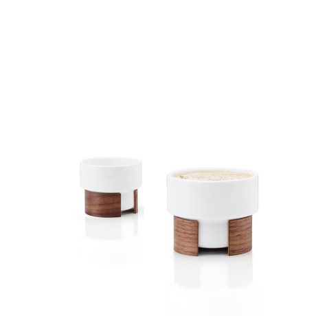 WARM Cappuccino Cup // Set of 2 (Walnut, White)