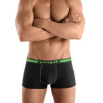 2 Pack Cotton Stretch Solid & Repeat Stripe Brazilian Trunks // Green (L)