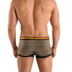 2 Pack Cotton Stretch Solid & Repeat Stripe Brazilian Trunks // Orange (L)