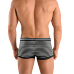 2 Pack Cotton Stretch Solid & Repeat Stripe Brazilian Trunks // Grey (L)