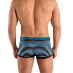 2 Pack Cotton Stretch Solid & Repeat Stripe Brazilian Trunks // Blue (L)