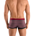 2 Pack Cotton Stretch Solid & Repeat Stripe Brazilian Trunks // Red (L)