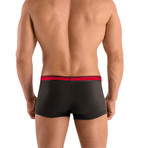 2 Pack Cotton Stretch Solid & Repeat Stripe Brazilian Trunks // Red (L)