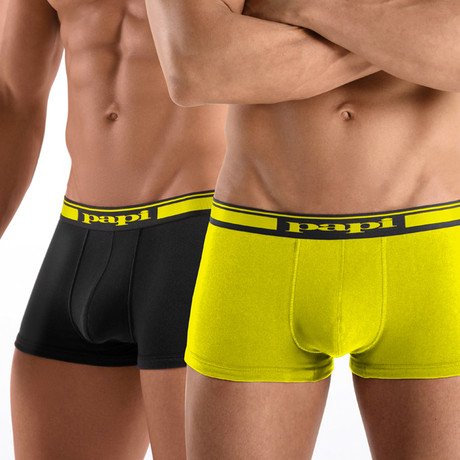 2 Pack Cotton Stretch Solid Brazilian Trunk // Yellow (L)