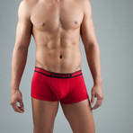 2 Pack Cotton Stretch Solid Brazilian Trunk // Red (L)