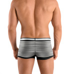 2 Pack Cotton Stretch Solid & Bold Stripe Brazilian Trunks // White (L)