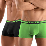 2 Pack Cotton Stretch Solid Brazilian Trunk // Green (L)