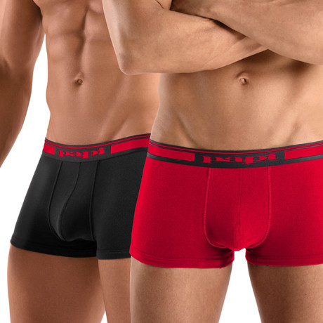 2 Pack Cotton Stretch Solid Brazilian Trunk // Red (L)