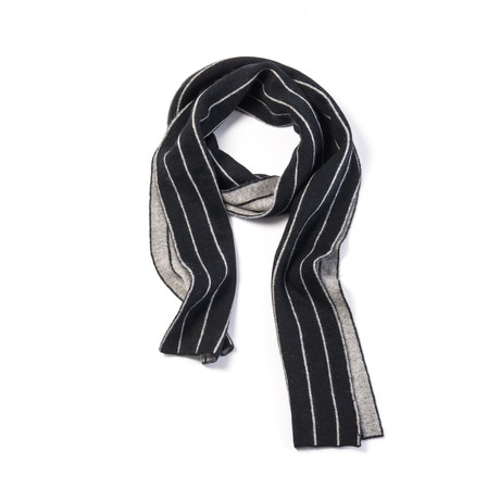Cashmere Blend Double Sided Scarf With Vertical Stripes