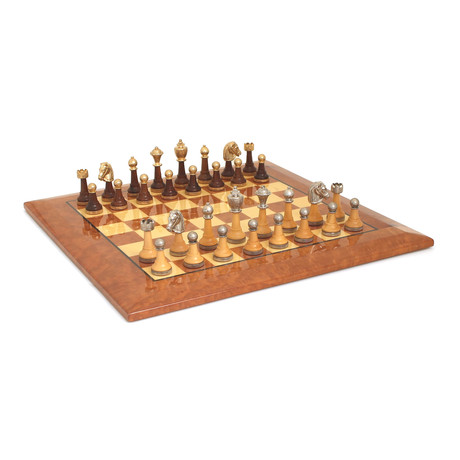 Chess Set // Metal + Briar Wood // Traditional