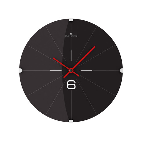 Domed Glass Wall Clock // Fine Lines Black