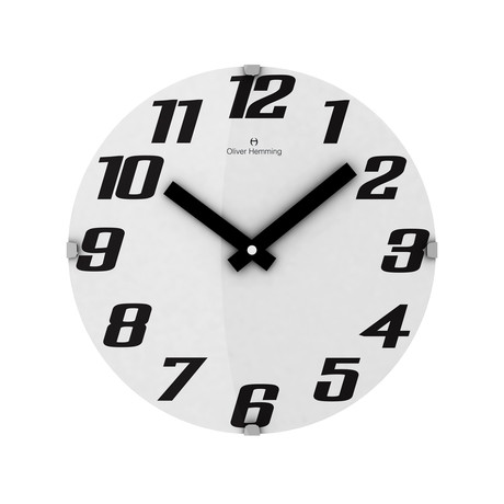 Domed Glass Wall Clock // Racer in White