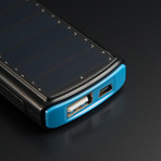 LED Solar Flashlight & Portable Battery Charger (Blue)