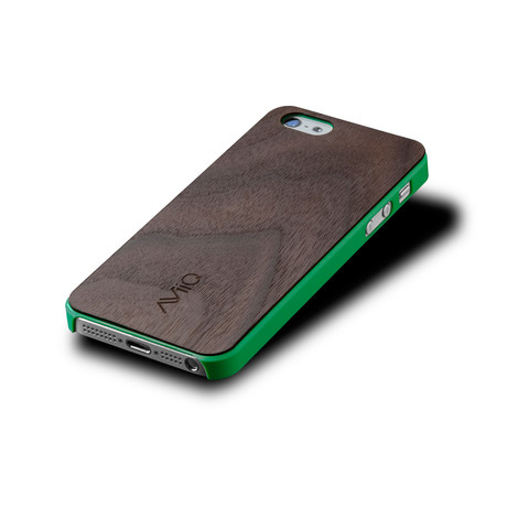 AViiQ iPhone 5S Thin Case // Green Walnut