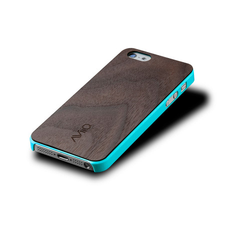 AViiQ iPhone 5S Thin Case // Blue Walnut