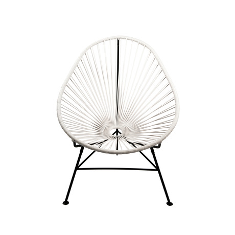 Acapulco Modern Steel Lounge Chair // Black Frame - White Shell