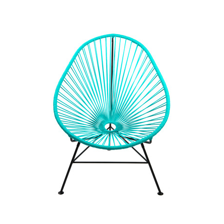 Acapulco Modern Steel Lounge Chair // Black Frame - Turquoise Shell