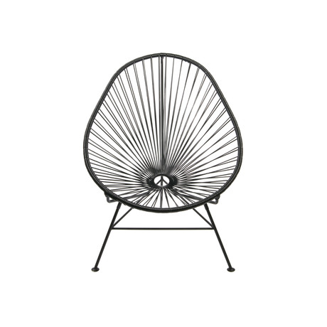 Acapulco Modern Steel Lounge Chair // Black Frame - Black Shell