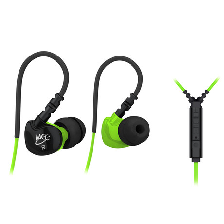 Sport-Fi S6P Noise Isolating Pro Sport In-Ear Headphones (Green/Black)