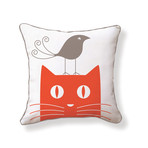 Bird on Cat Pillow