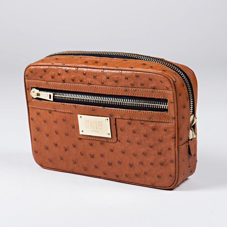 Small Toiletry Case // Gold Ostrich