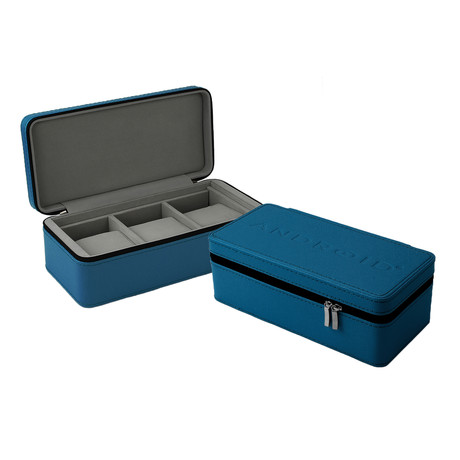 Leatherette 3-Slot Zipper Travel Case // Blue (Blue)