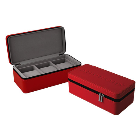 Leatherette 3-Slot Zipper Travel Case // Red (Red)