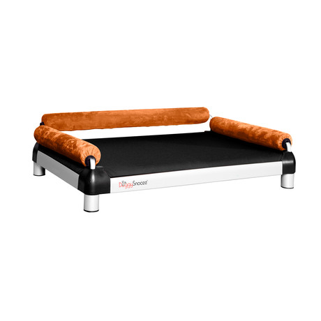 DoggySnooze Sofa // Black + Orange (Medium: 35"L x 23"W x 5"H)